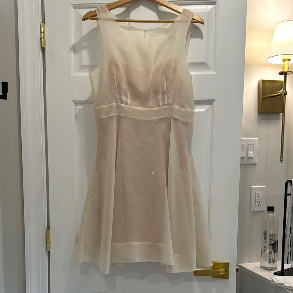 Cream Ruched A-line Midi Dress